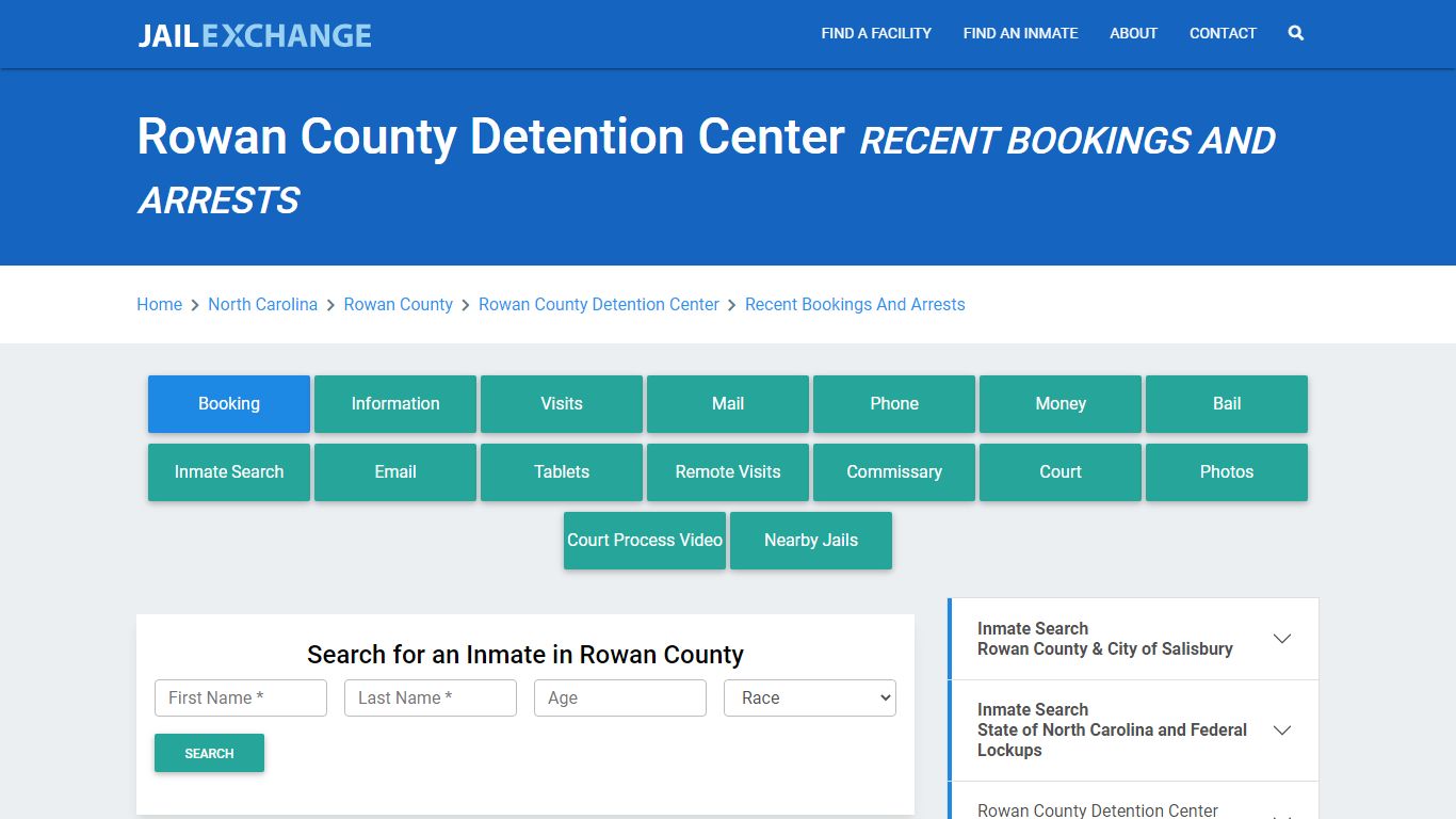 Rowan County Detention Center Recent Bookings And Arrests - Jail Exchange